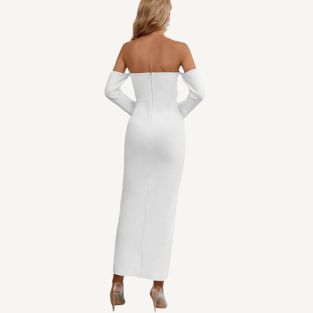 Stella Off Shoulder Cutout Bandage Maxi Dress