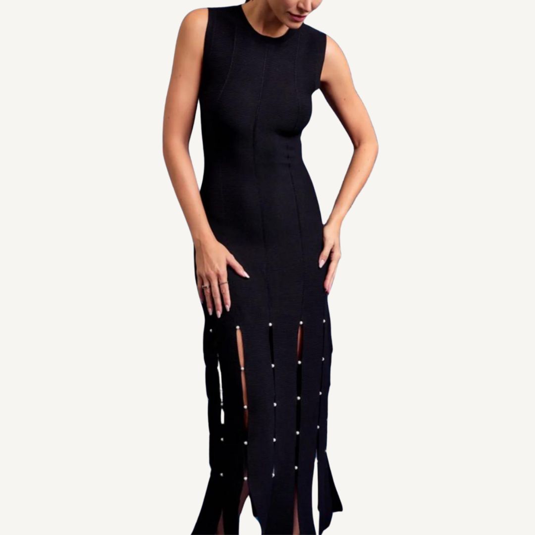 Knit Rhinestone-Embellished Dress