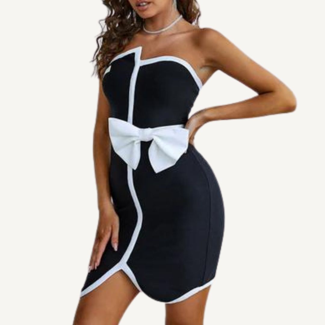 Strapless Bow Detail Mini Dress