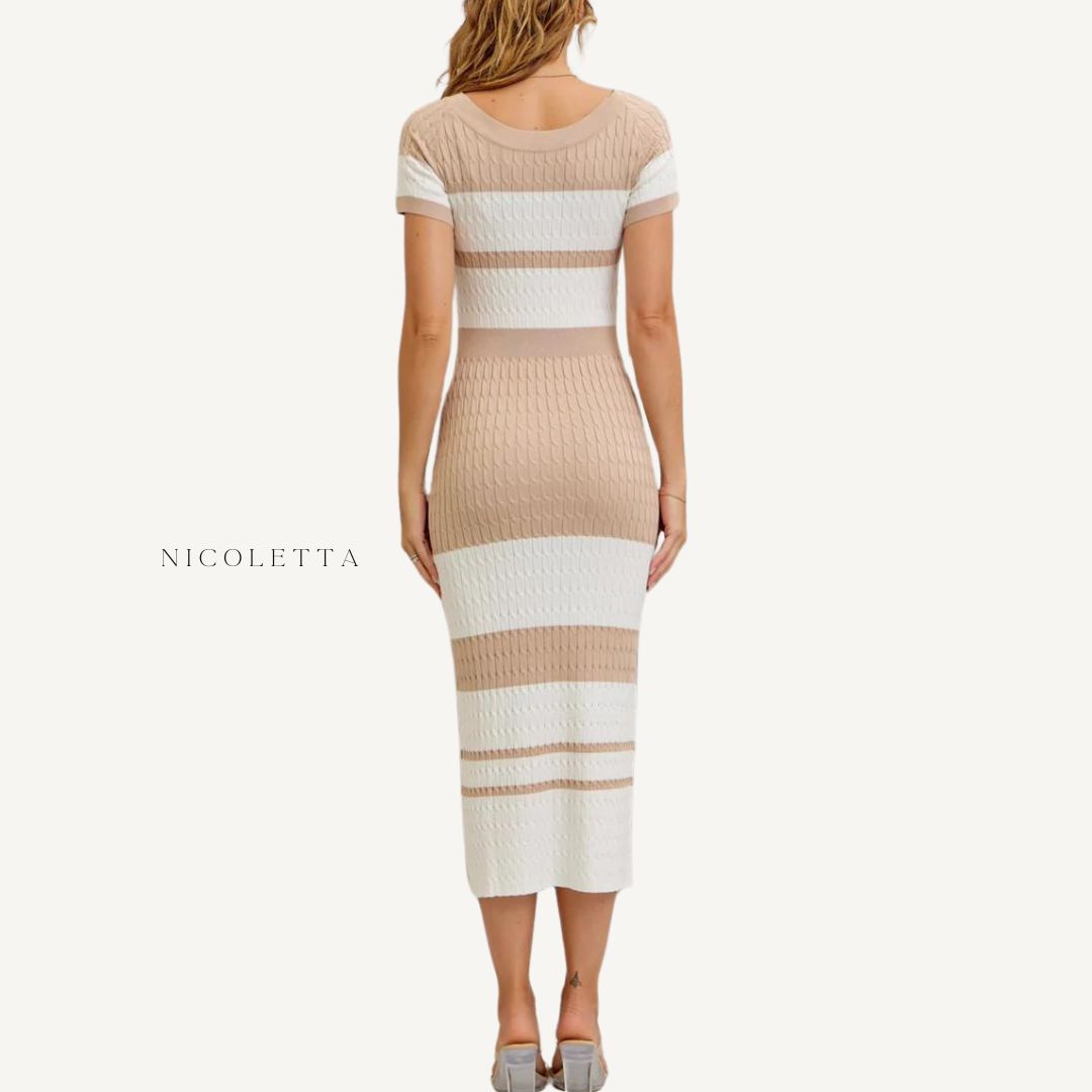 Stripe Knit Midi Dress