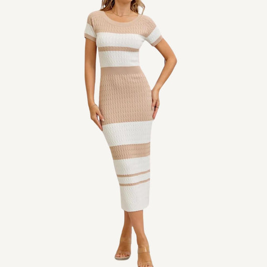 Stripe Knit Midi Dress