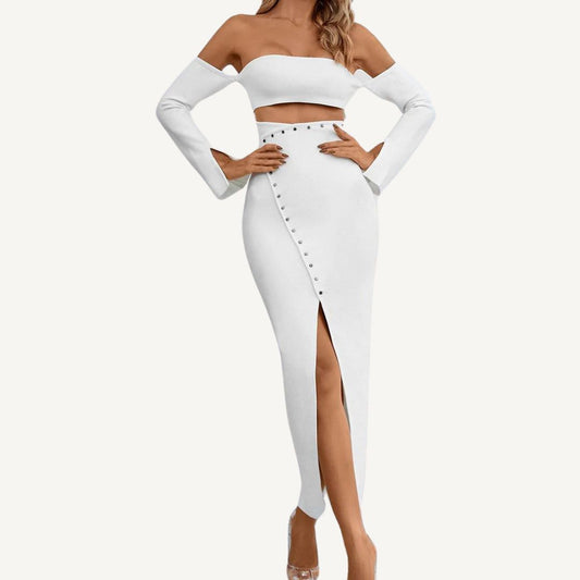 Stella Off Shoulder Cutout Bandage Maxi Dress