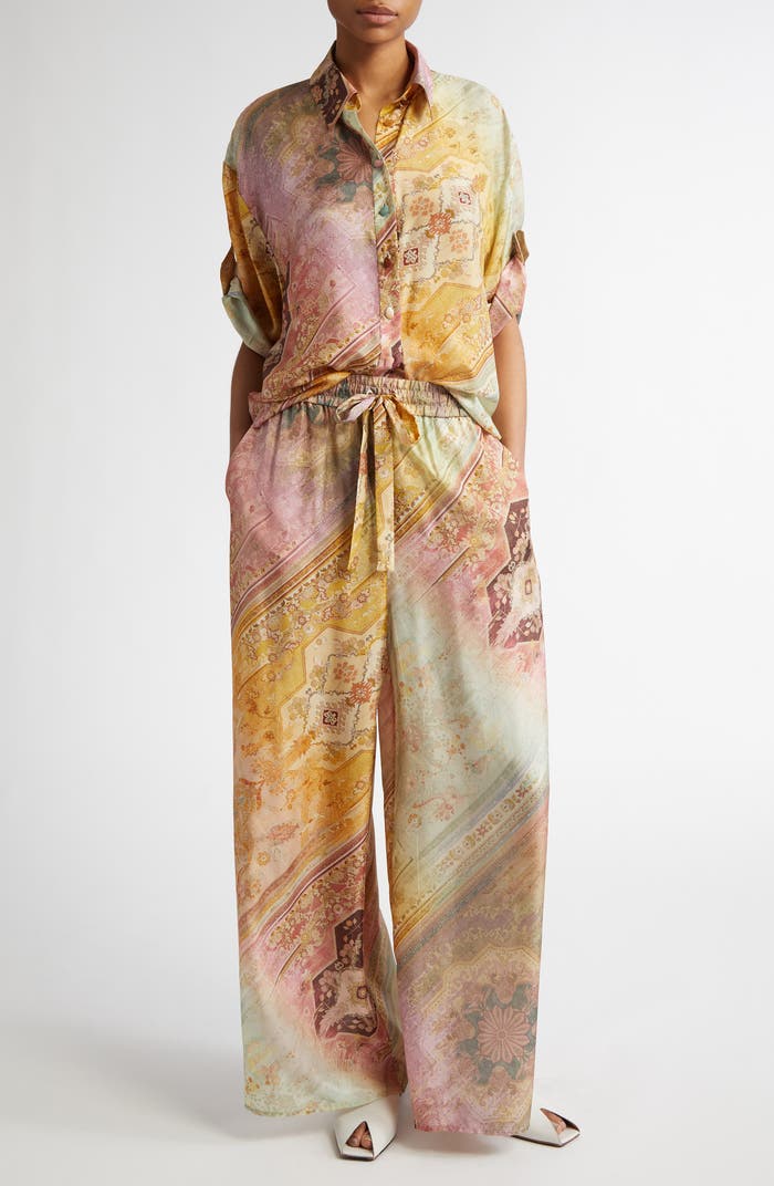 Tallow Relaxed Silk Button-Up Shirt set
