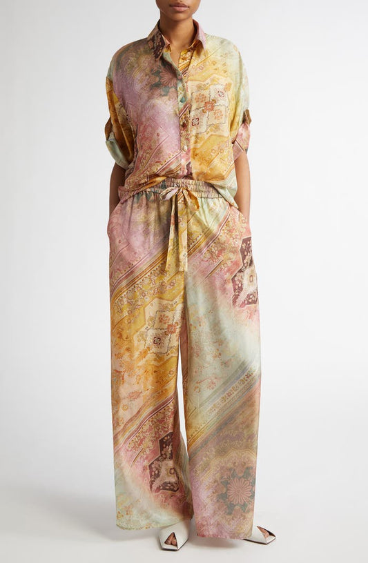 Tallow Relaxed Silk Button-Up Shirt set