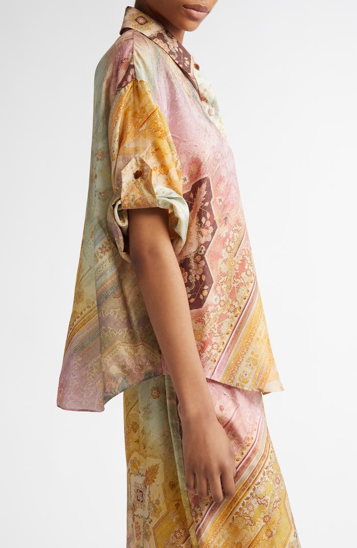 Tallow Relaxed Silk Button-Up Shirt set