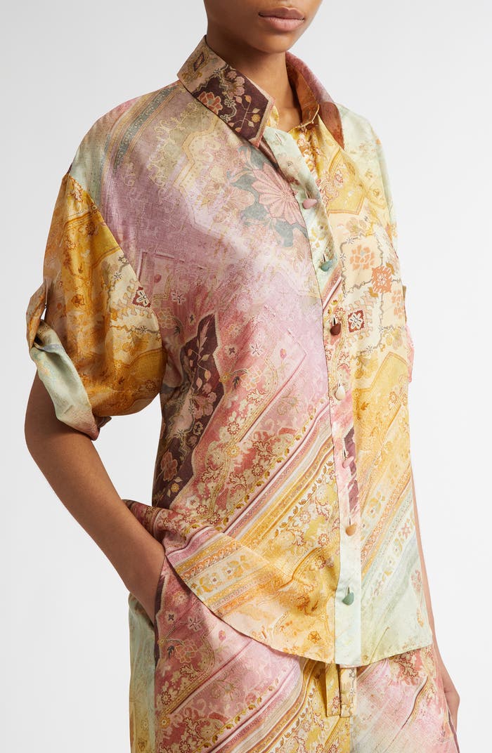 Tallow Relaxed Silk Button-Up Shirt set